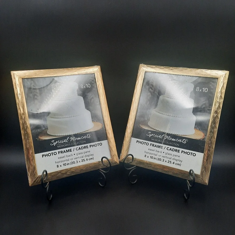 Special Moments 8x10 Photo Frame Gold Textured Glass Pane Horizontal Vertical